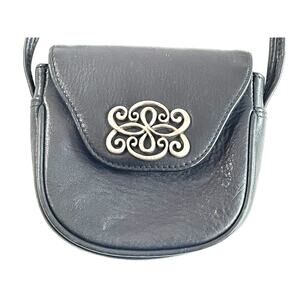 Womens Leather Crossbody Vintage Bag Black Size-6" x 5" x 2"